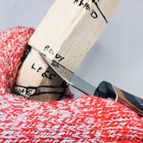 Making stop cut on wooden gnome