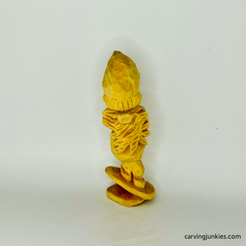 Unpainted front of wooden gnome