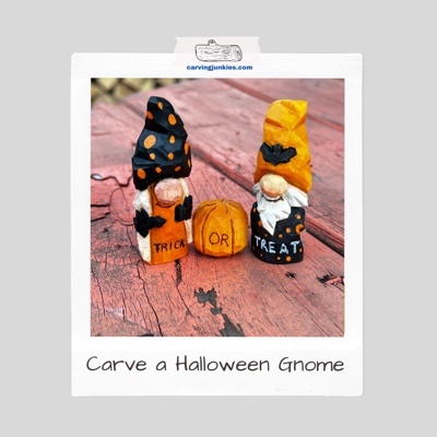 wooden Halloween gnome carving