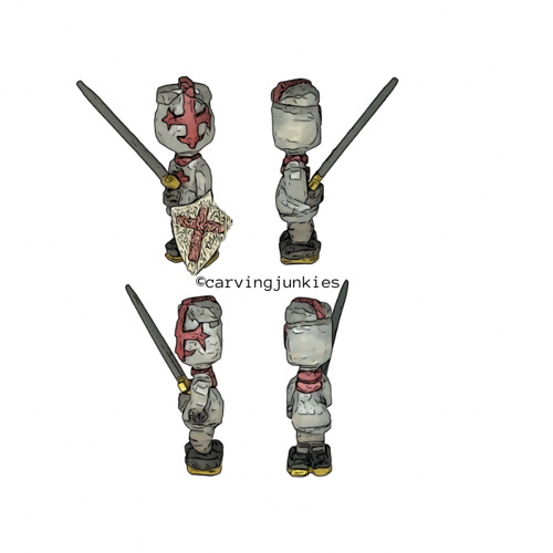 Knight wood carving pattern