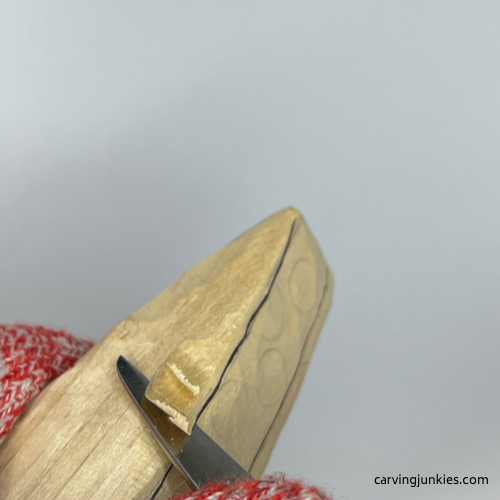 Reducing height on wooden pie carving